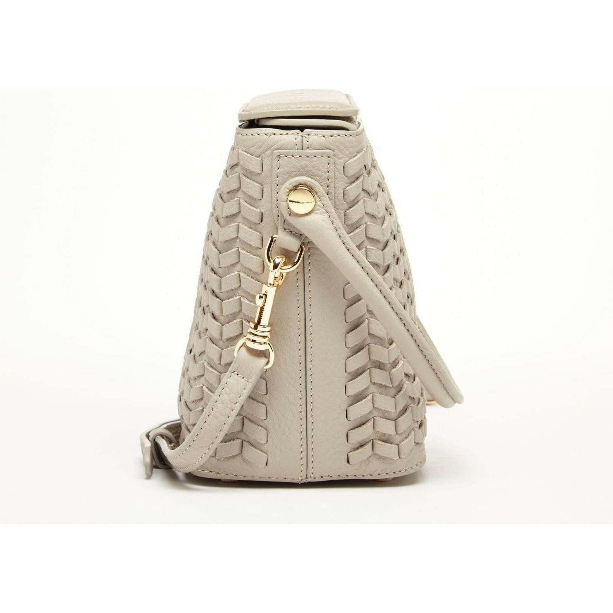 Anna Woven Leather Bag Grayish Beige.