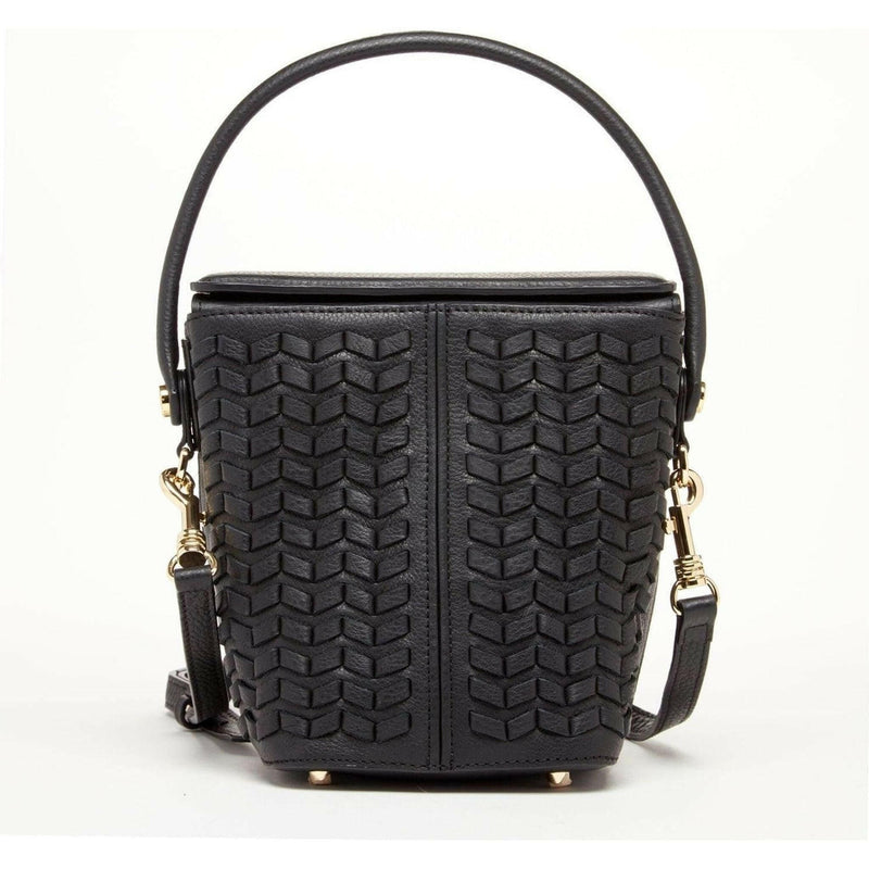 Anna Woven Leather Bag in Black