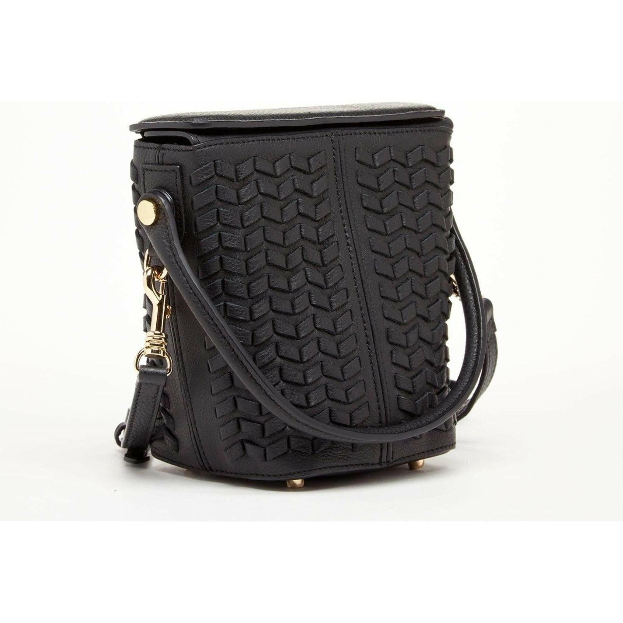 Anna Woven Leather Bag in Black.