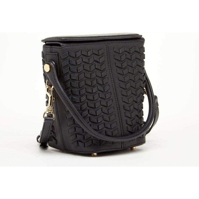 Anna Woven Leather Bag in Black