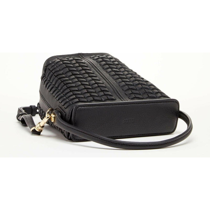 Anna Woven Leather Bag in Black