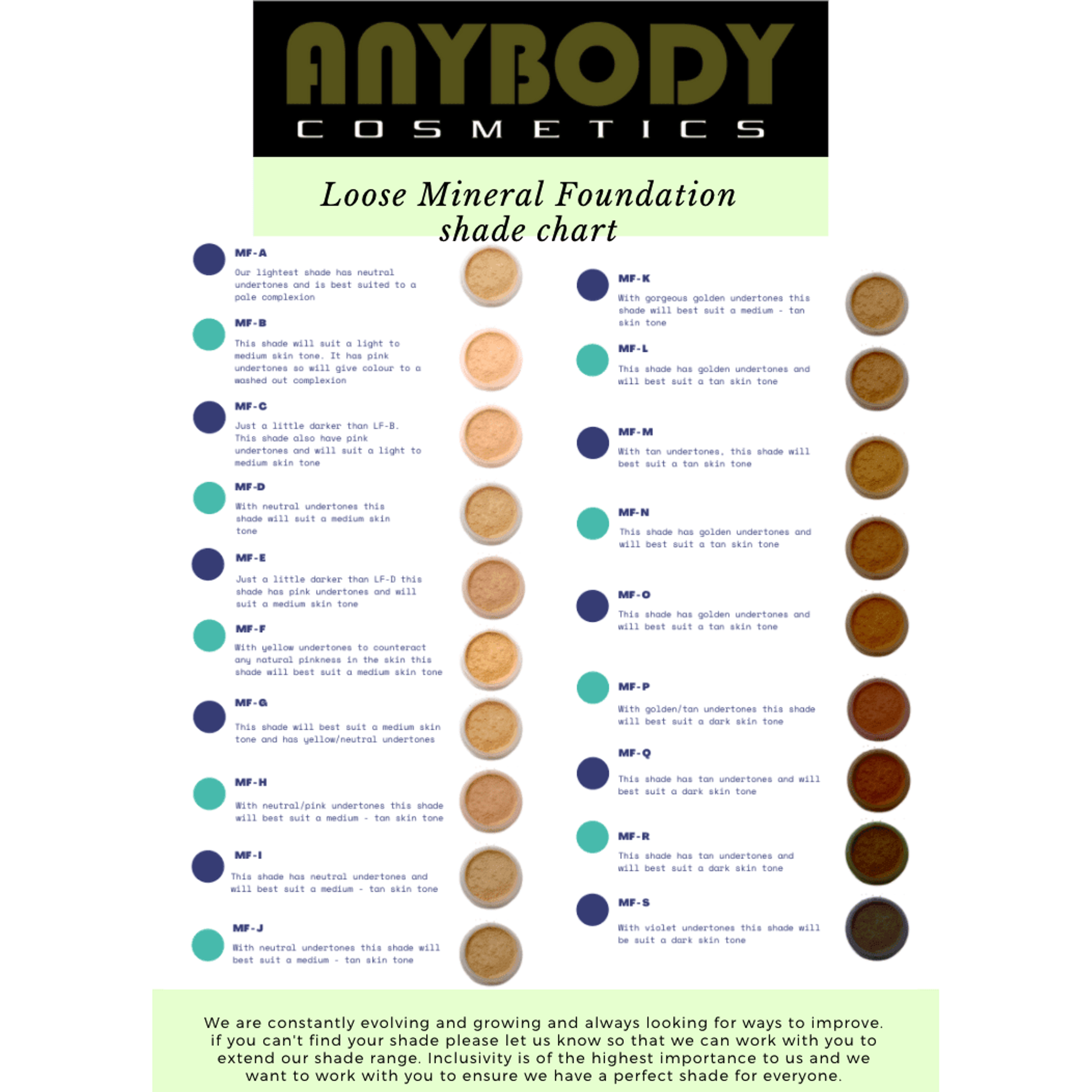 Anybody Cosmetics Loose Mineral Foundation.