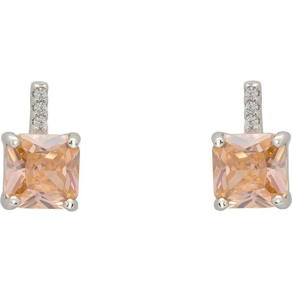 Aria Crystal Stud Earrings Peach Silver - quirkitrendz