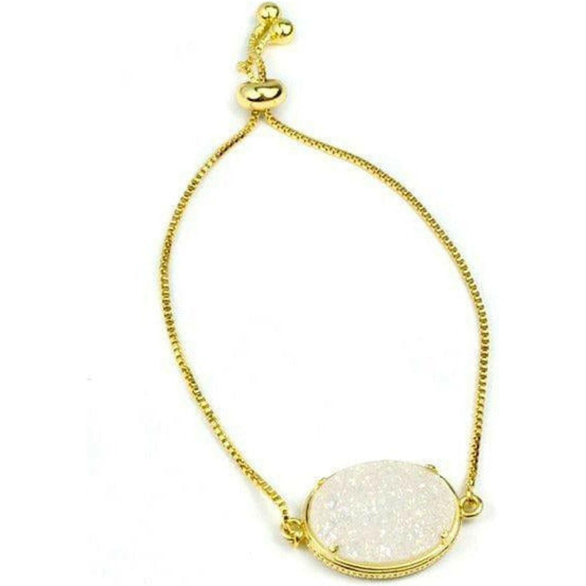 Ariana Large Oval Druzy Bracelet in Gold.