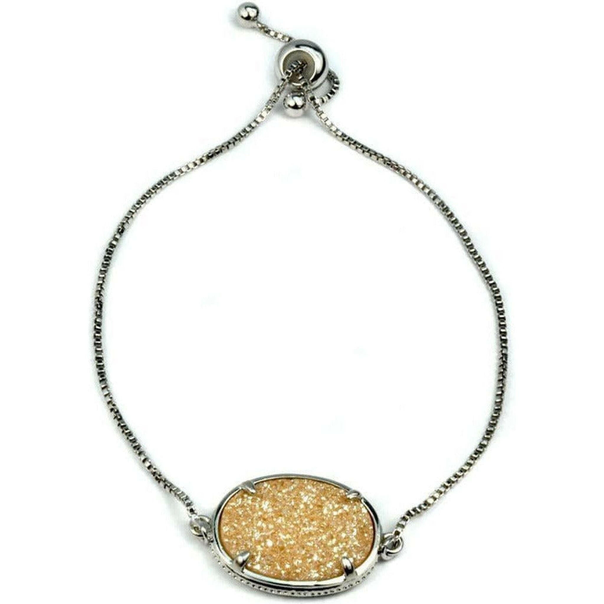 Ariana Large Oval Druzy Bracelet in Silver.