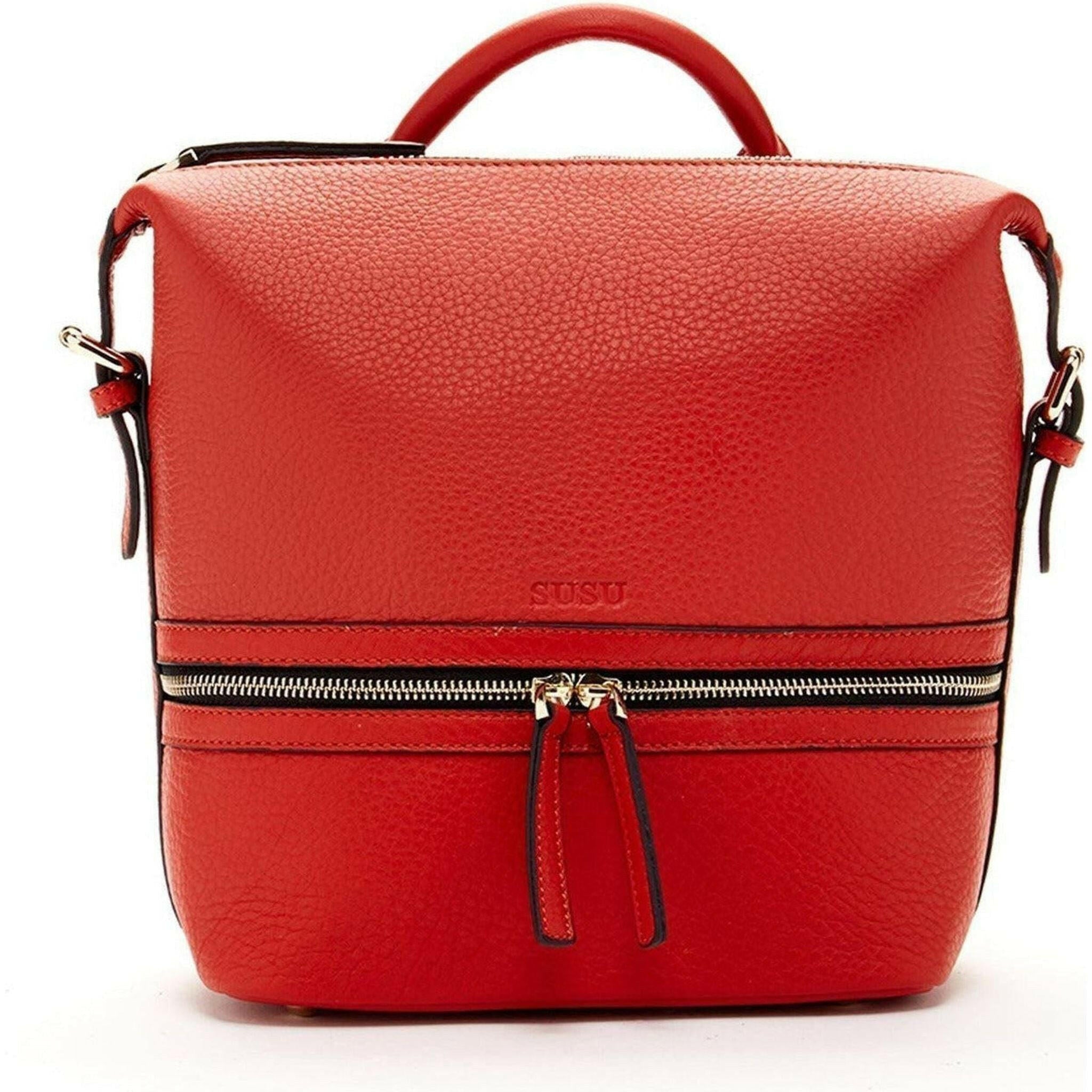 Ashley Red Leather Backpack Purse.