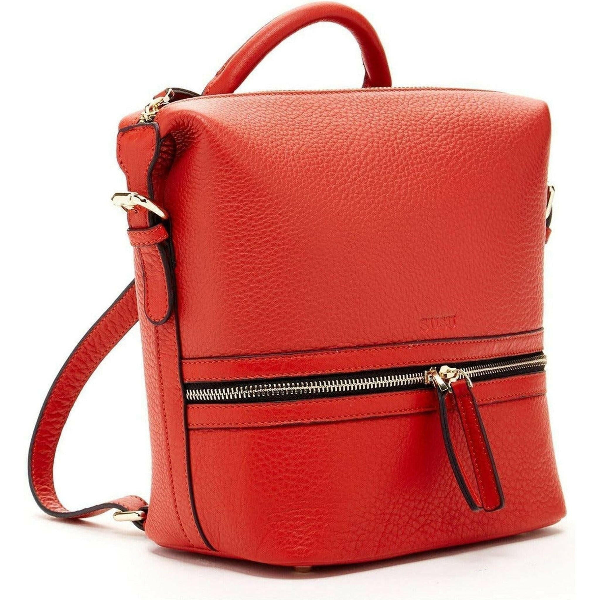 Ashley Red Leather Backpack Purse.