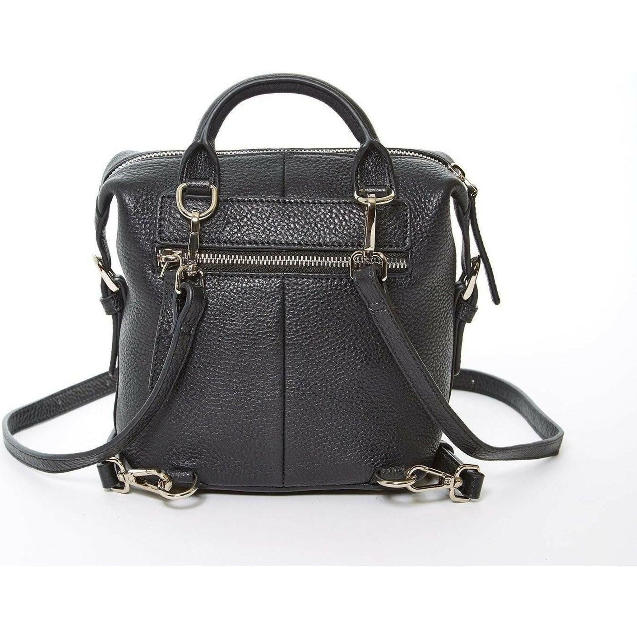 Ashley Small Leather Backpack in Black.