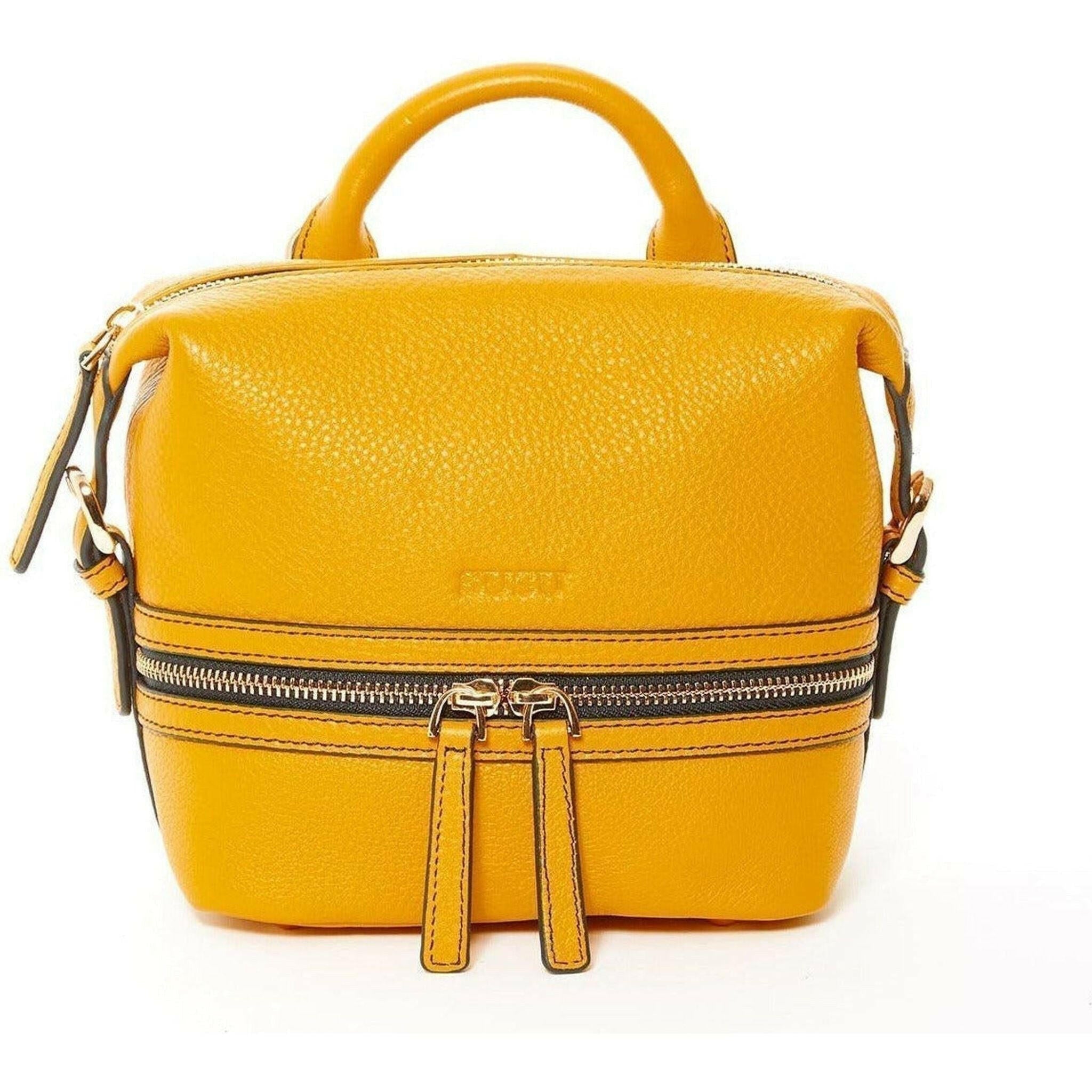 Ashley Small Leather Backpack in Yellow.