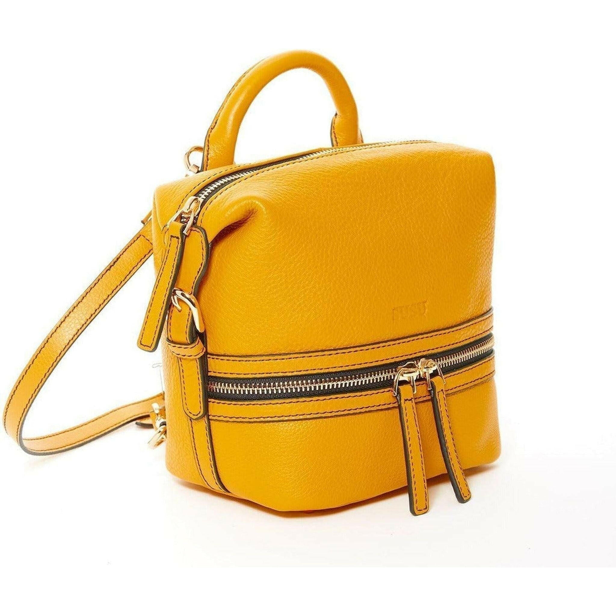 Ashley Small Leather Backpack in Yellow.