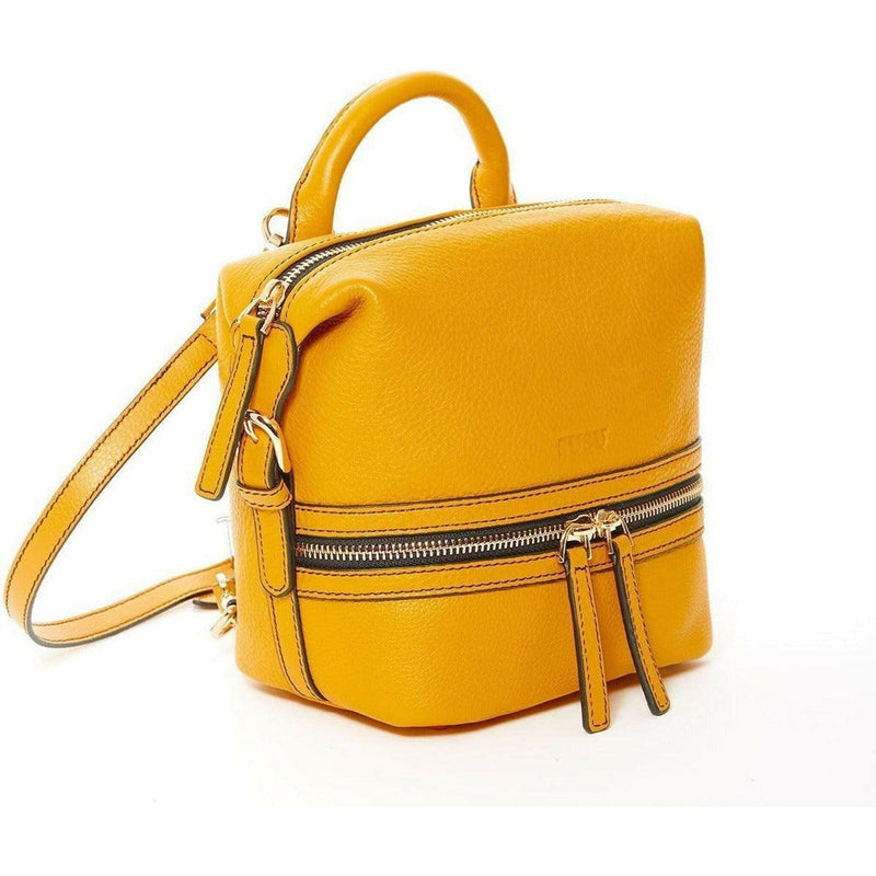 Ashley Small Leather Backpack in Yellow