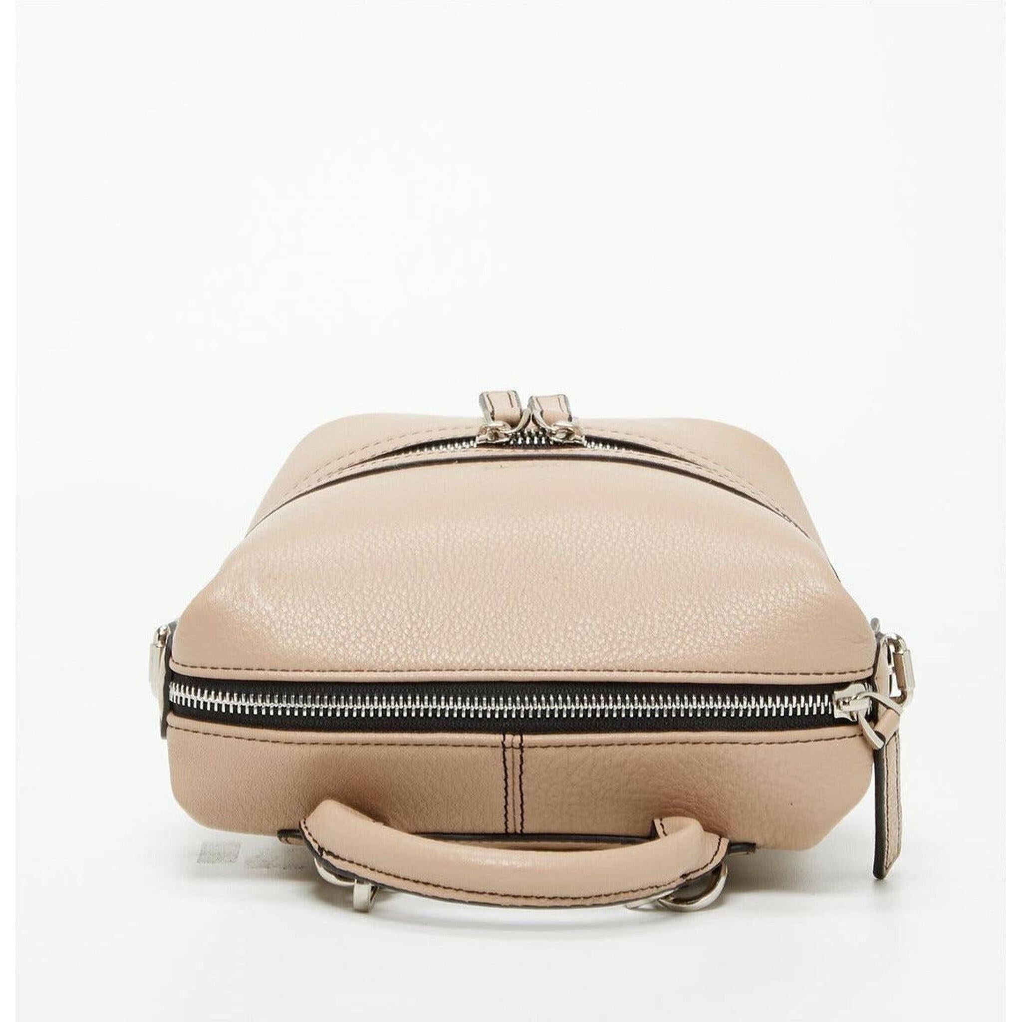 Ashley Small Leather Backpack Purse in Beige.