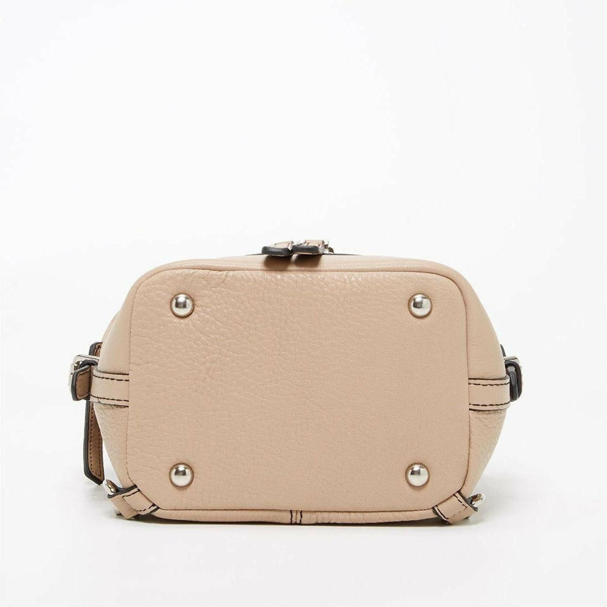 Ashley Small Leather Backpack Purse in Beige.