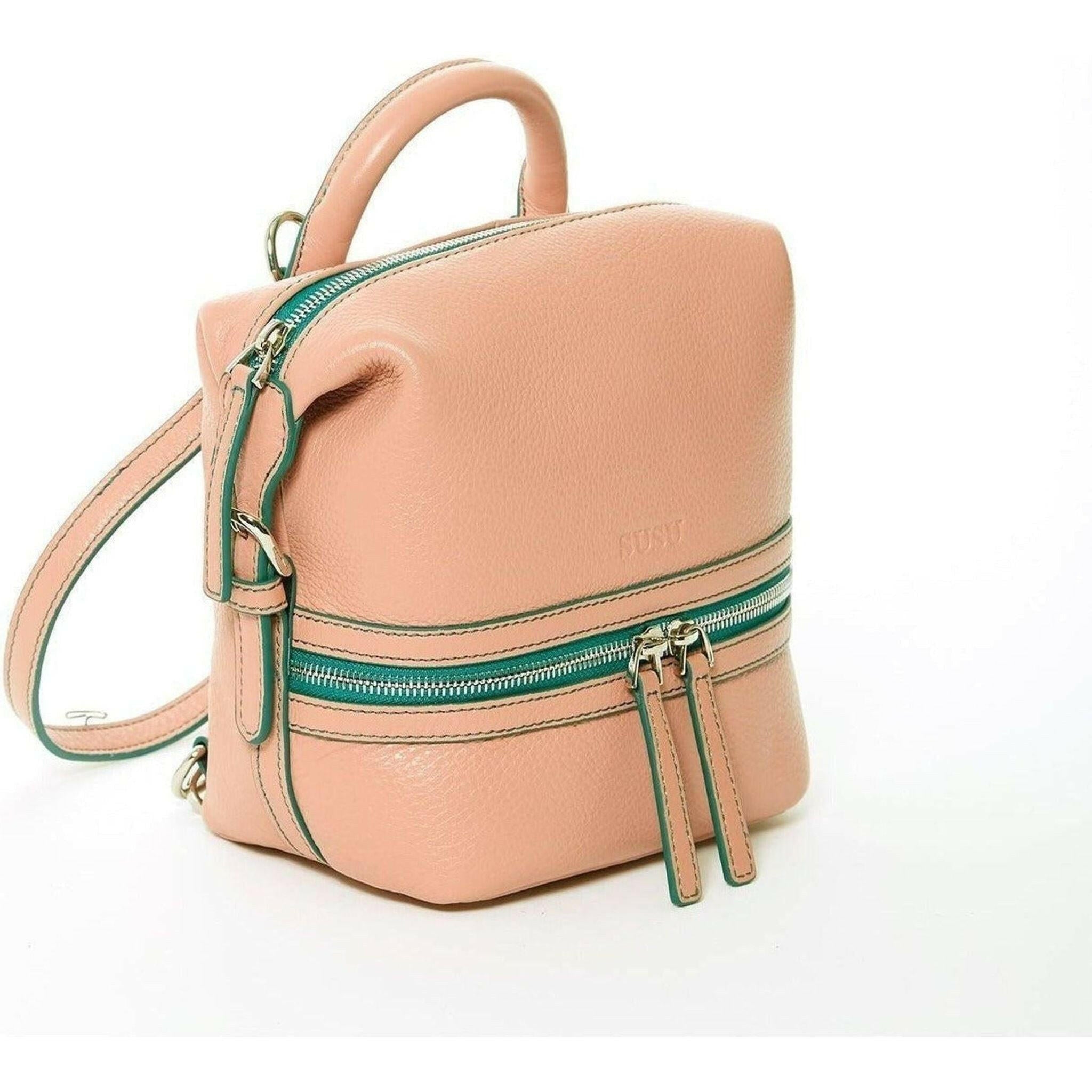 Ashley Small Leather Backpack Purse in Pink.