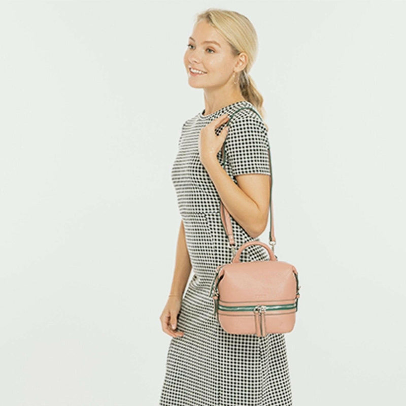 Ashley Small Leather Backpack Purse in Pink