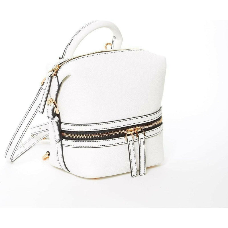 Ashley Small Leather Backpack Purse in White