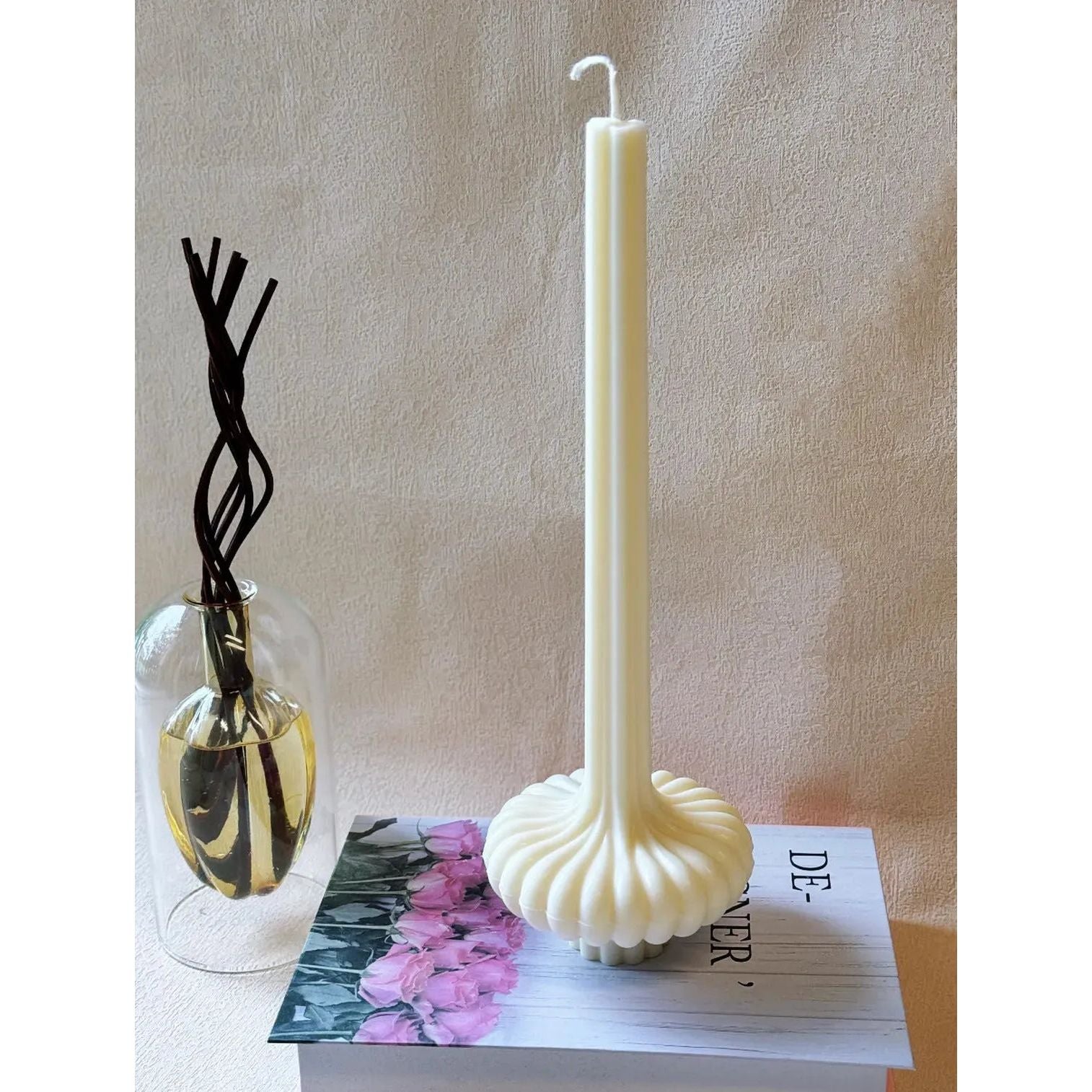 Elegant Latern Pillar Soy Wax Sculpture Candle.