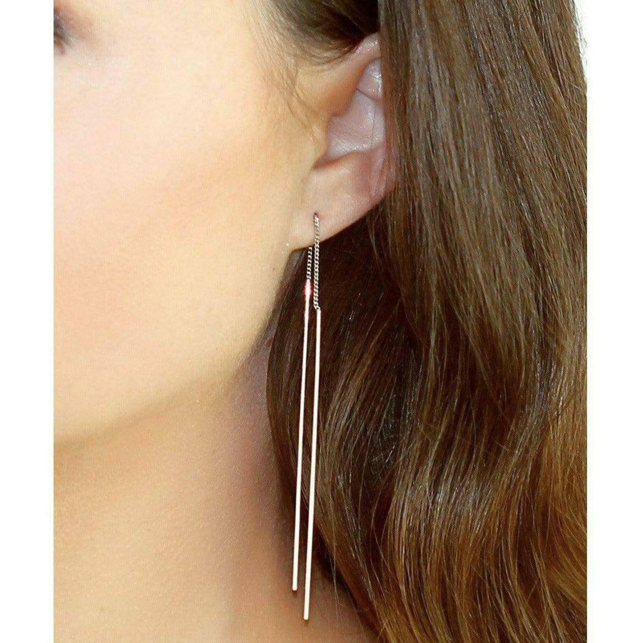 Bar and Chain Threader Earrings.