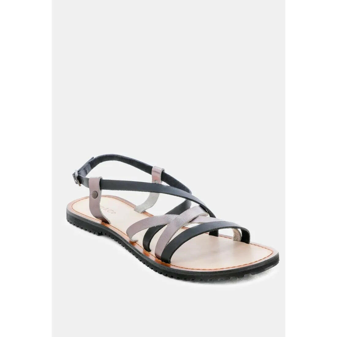 June Strappy Flat Leather Sandals.