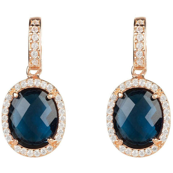 Beatrice Oval Drop Earrings Rose Gold Sapphire Hydro