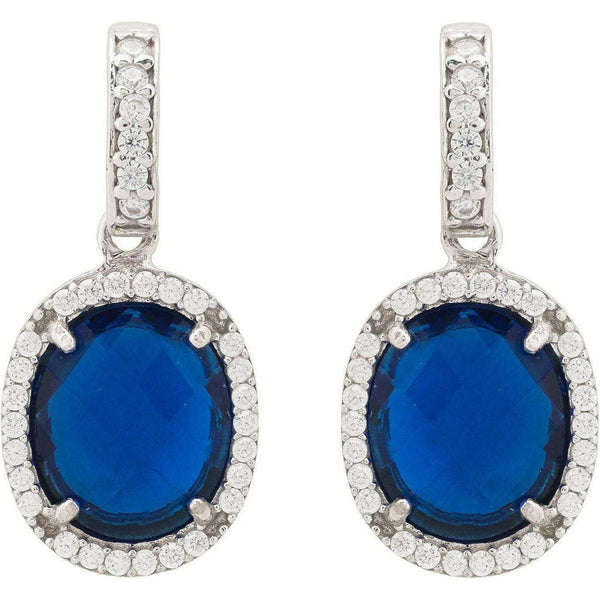 Beatrice Oval Drop Earrings Silver Sapphire Hydro