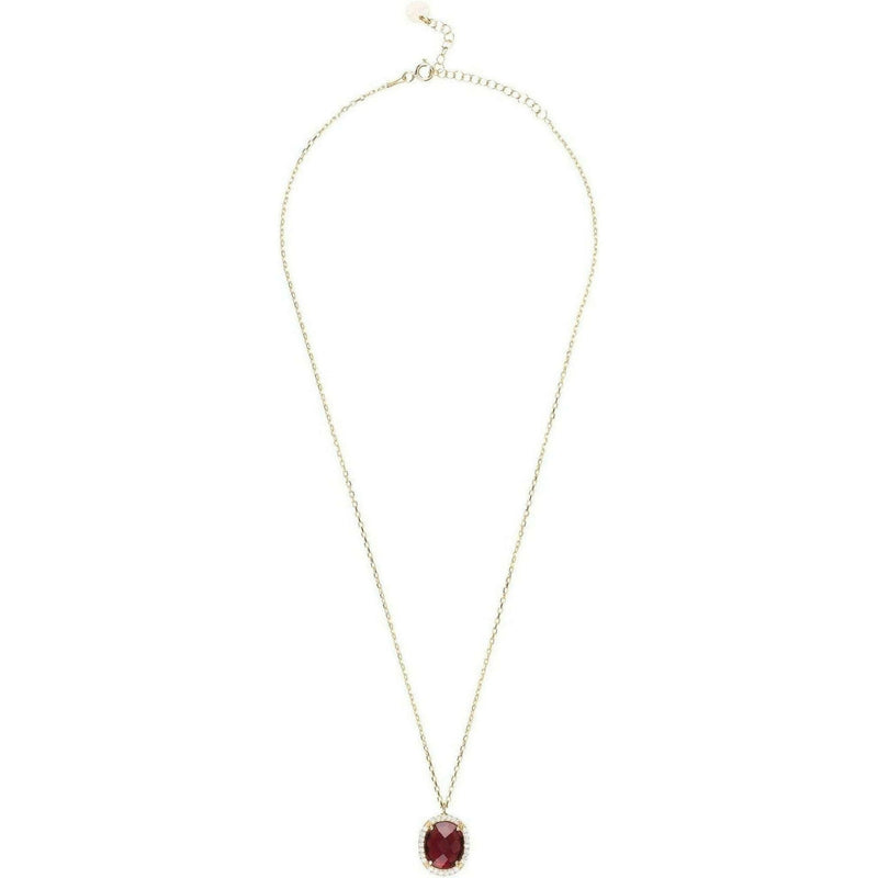 Beatrice Oval Pendant Necklace Gold Garnet