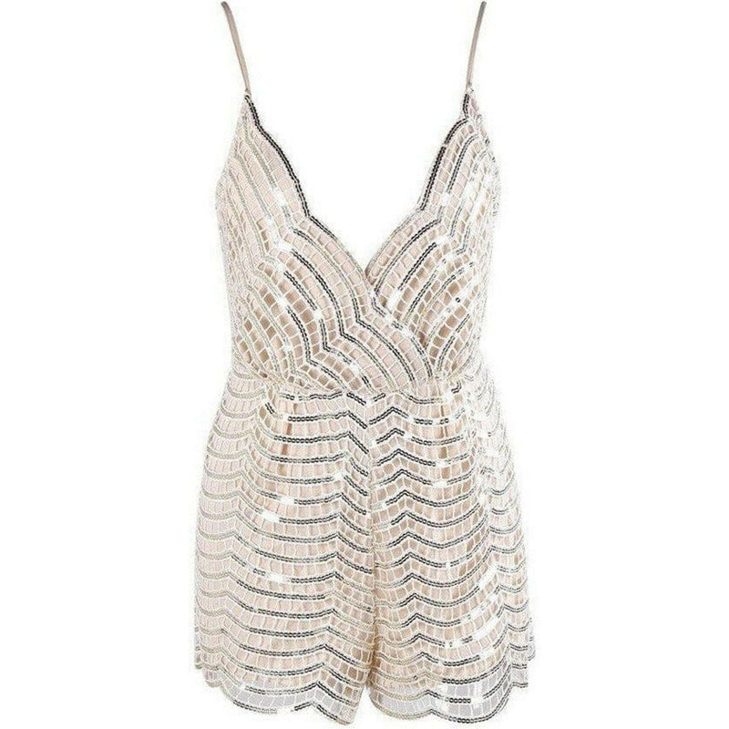 Beige Sequin Romper