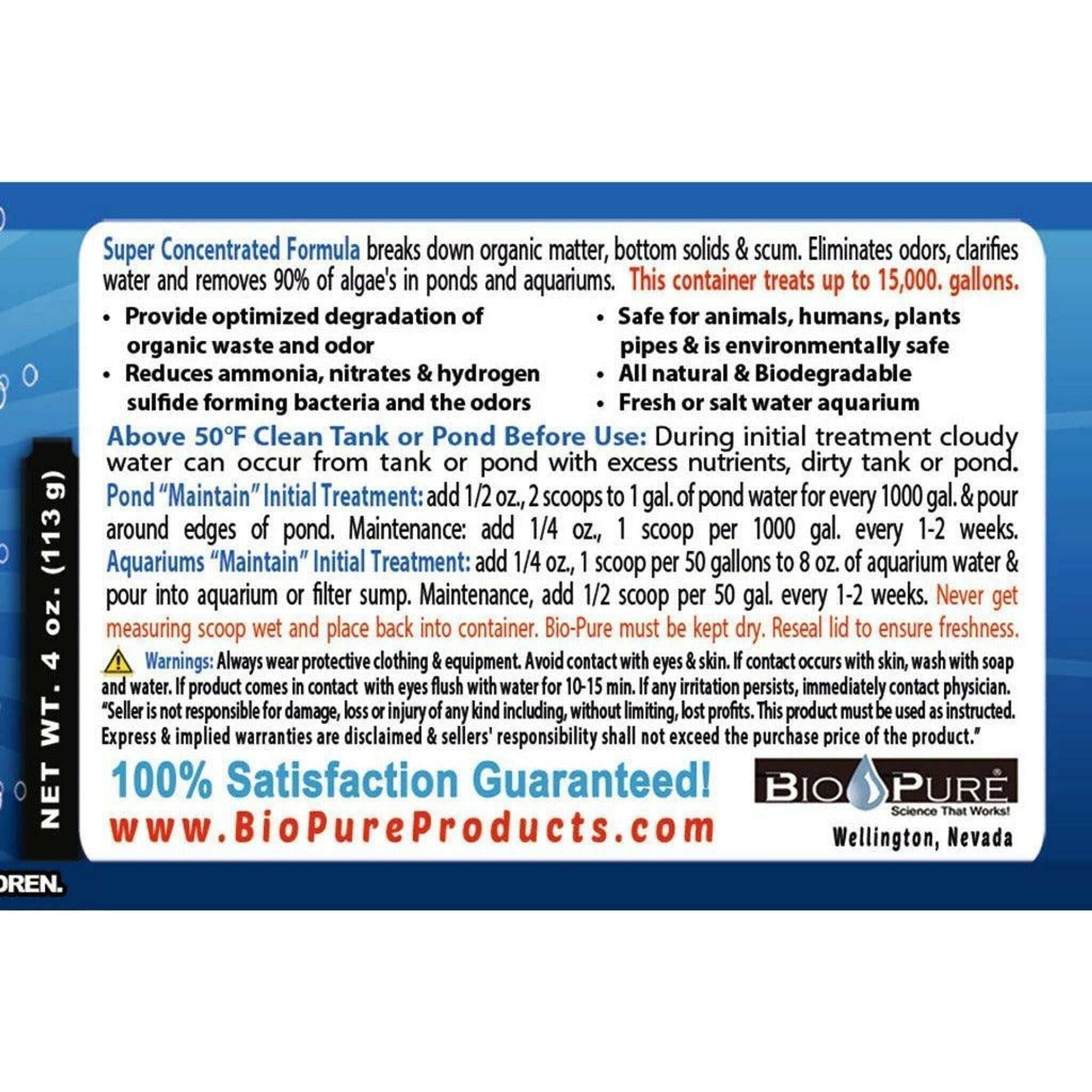 Bio-Pure Pond & Aquarium MAINTAIN 4 Oz..