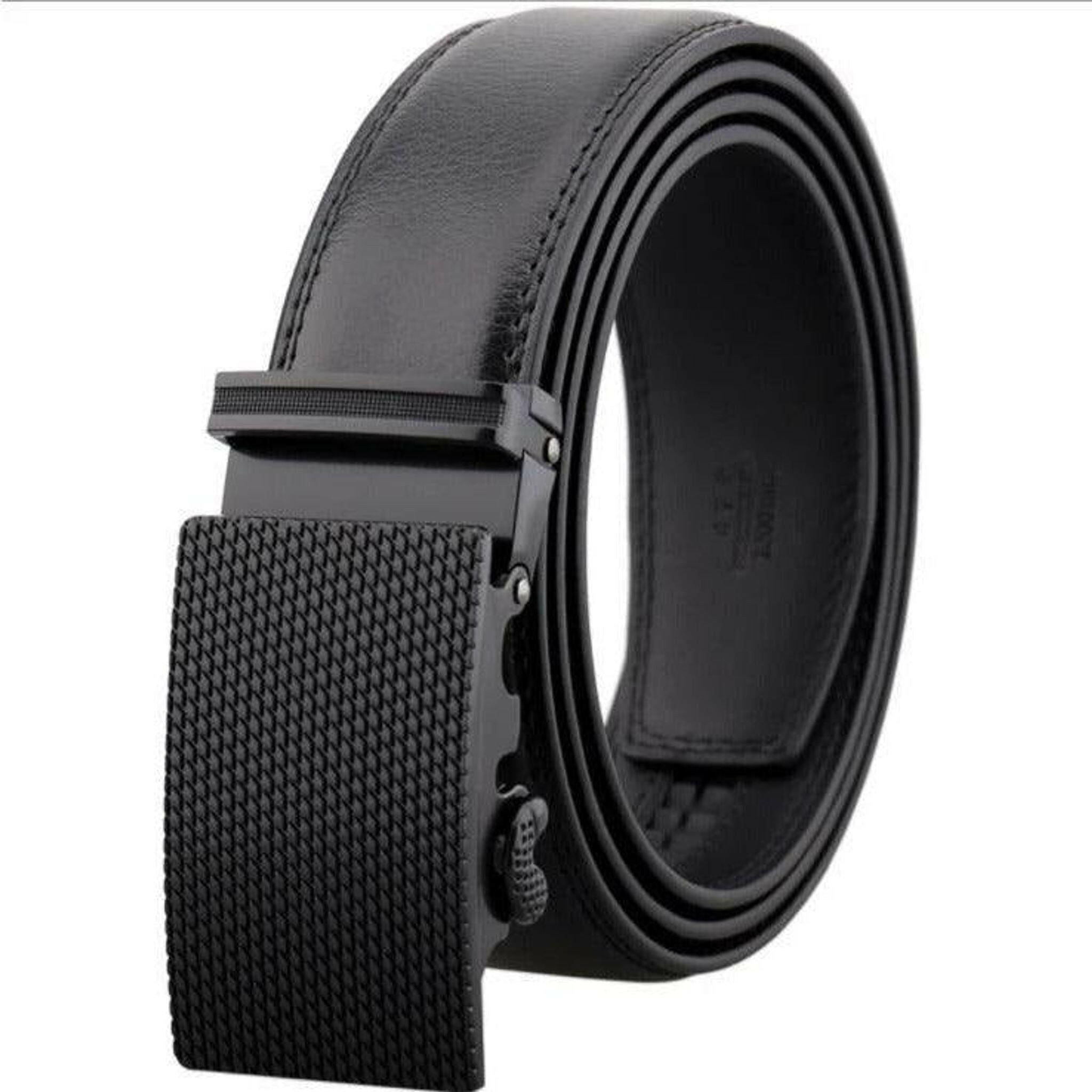 Black Buckle Adjustable Ratchet Slide Belt.