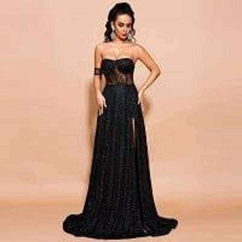 Black High Slit Gown