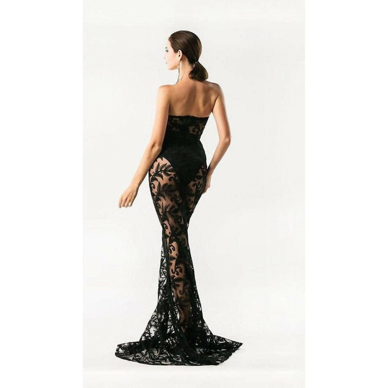 Black Lace Evening Gown