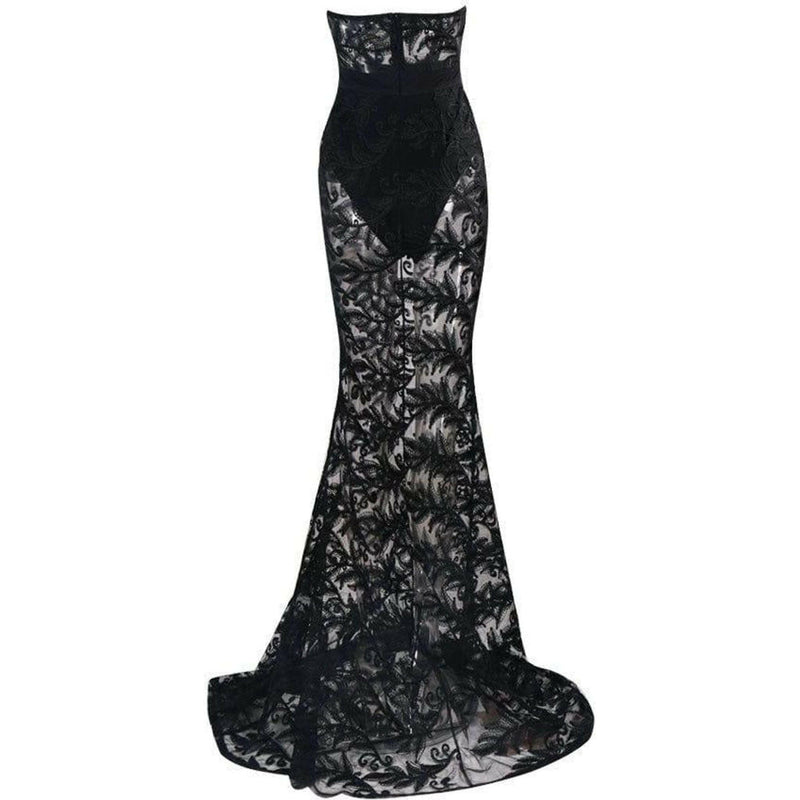 Black Lace Evening Gown