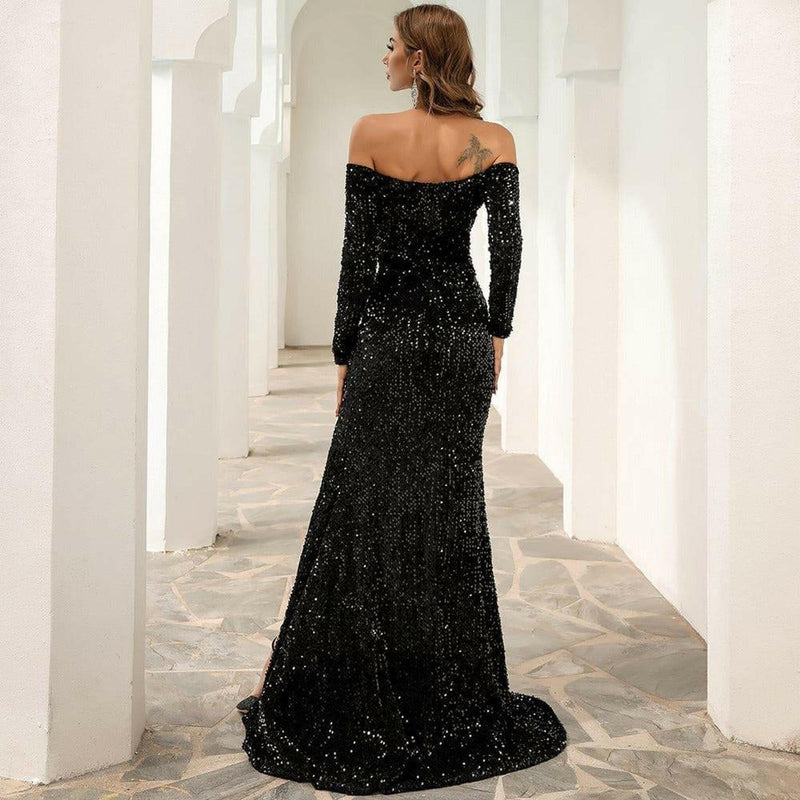 Blair Off Shoulder Sequin Gown