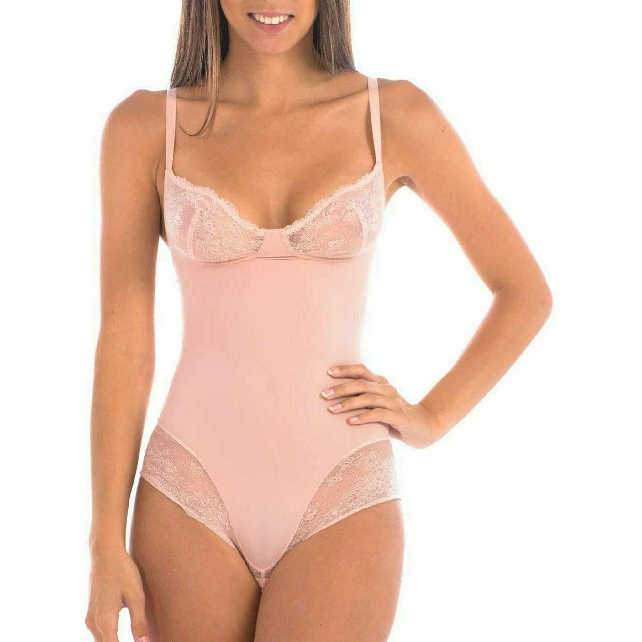 Bodysuit Shaper with Sexy Lace in Blush.