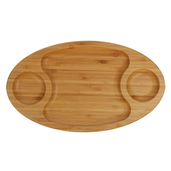 Bamboo 3 Section Platter 14" x 8" For Appetizers