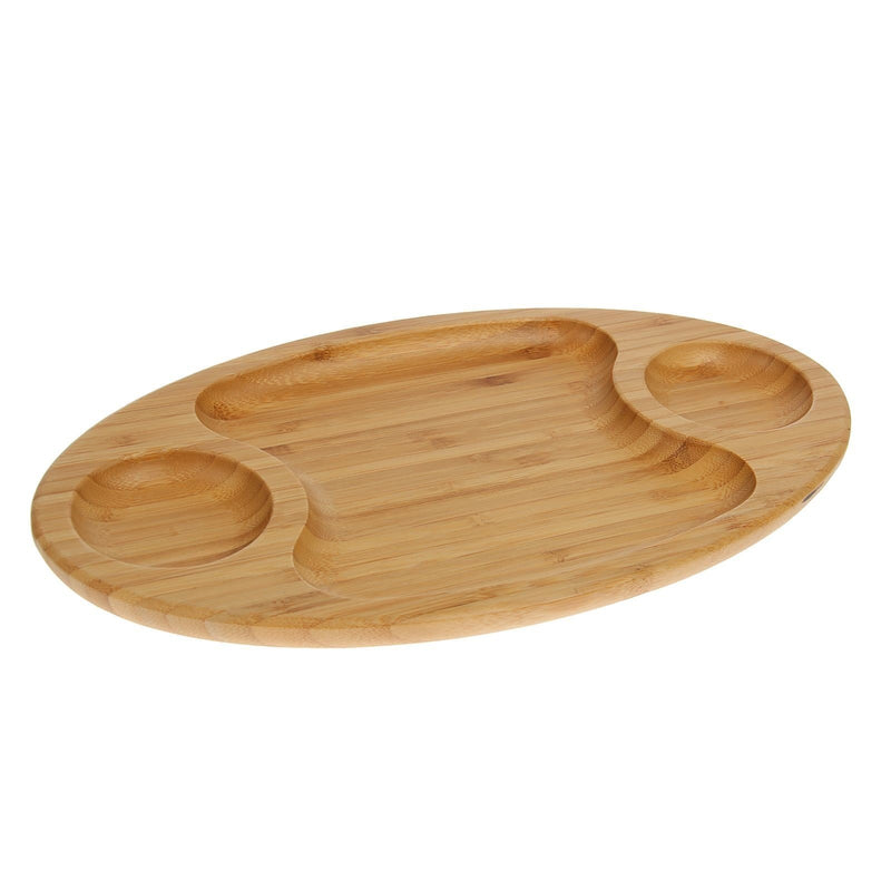 Bamboo 3 Section Platter 14" x 8" For Appetizers