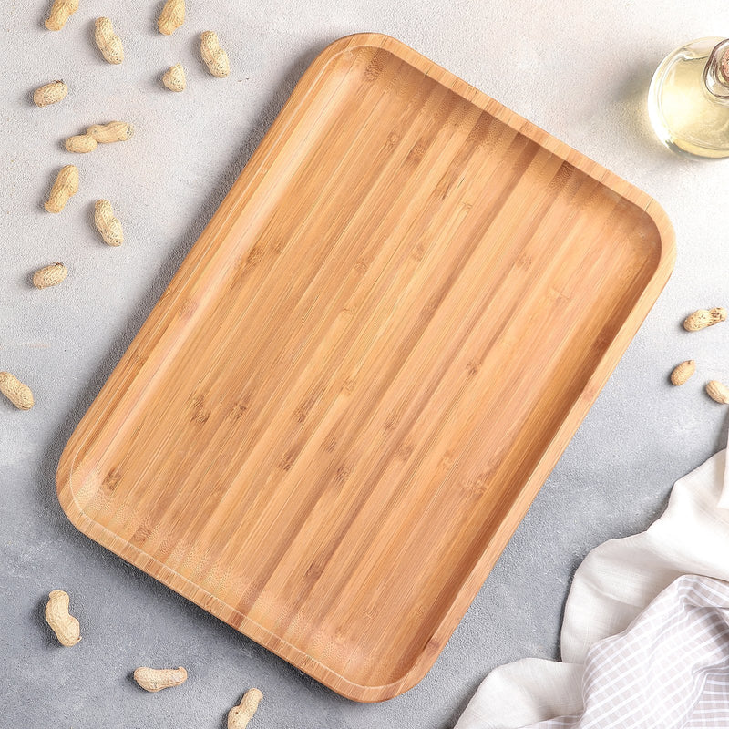 Bamboo Platter 14"x 10" For Appetizers / Barbecue / Steak