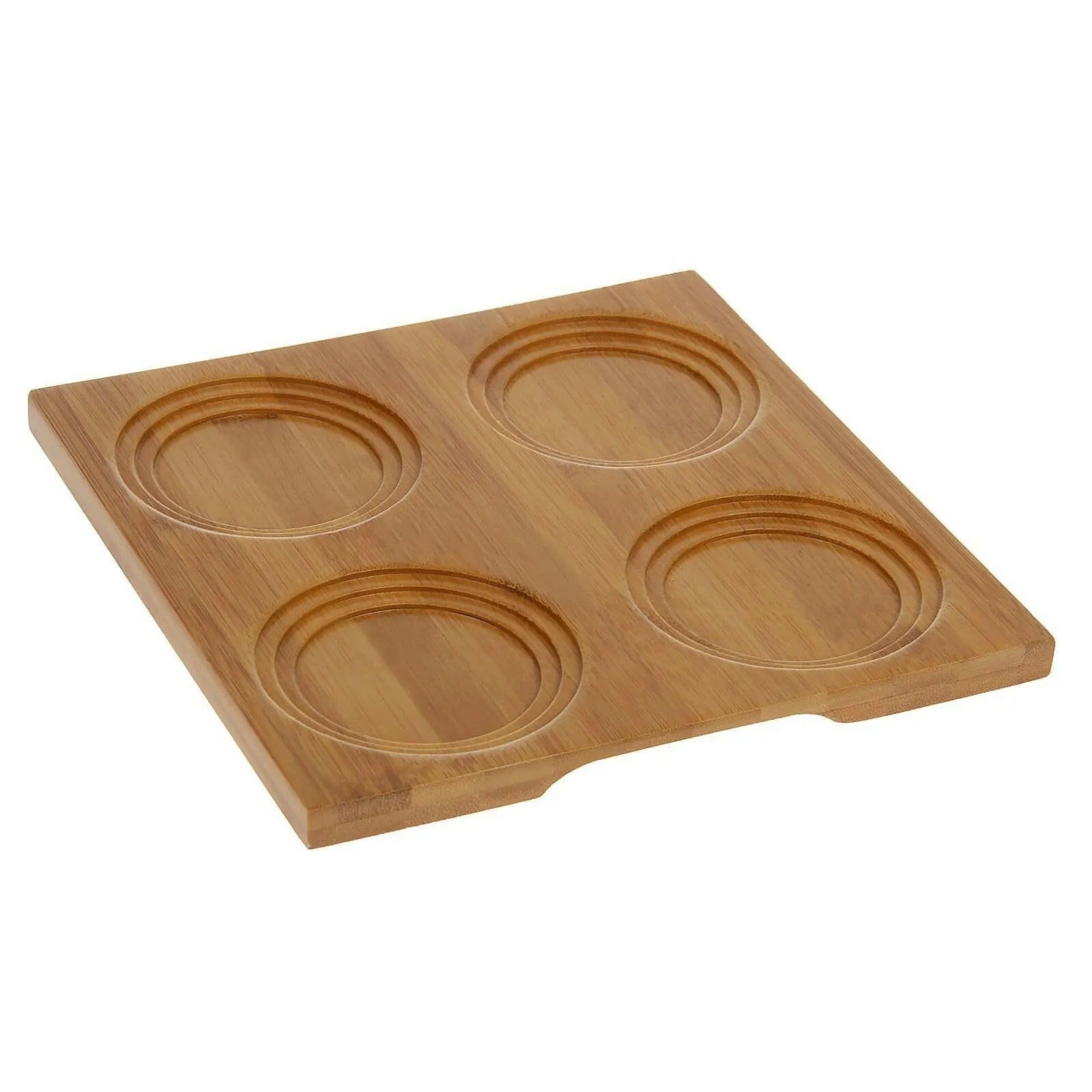 Divided Bamboo Tray With 4 Doublewalled Thermo Glasses.