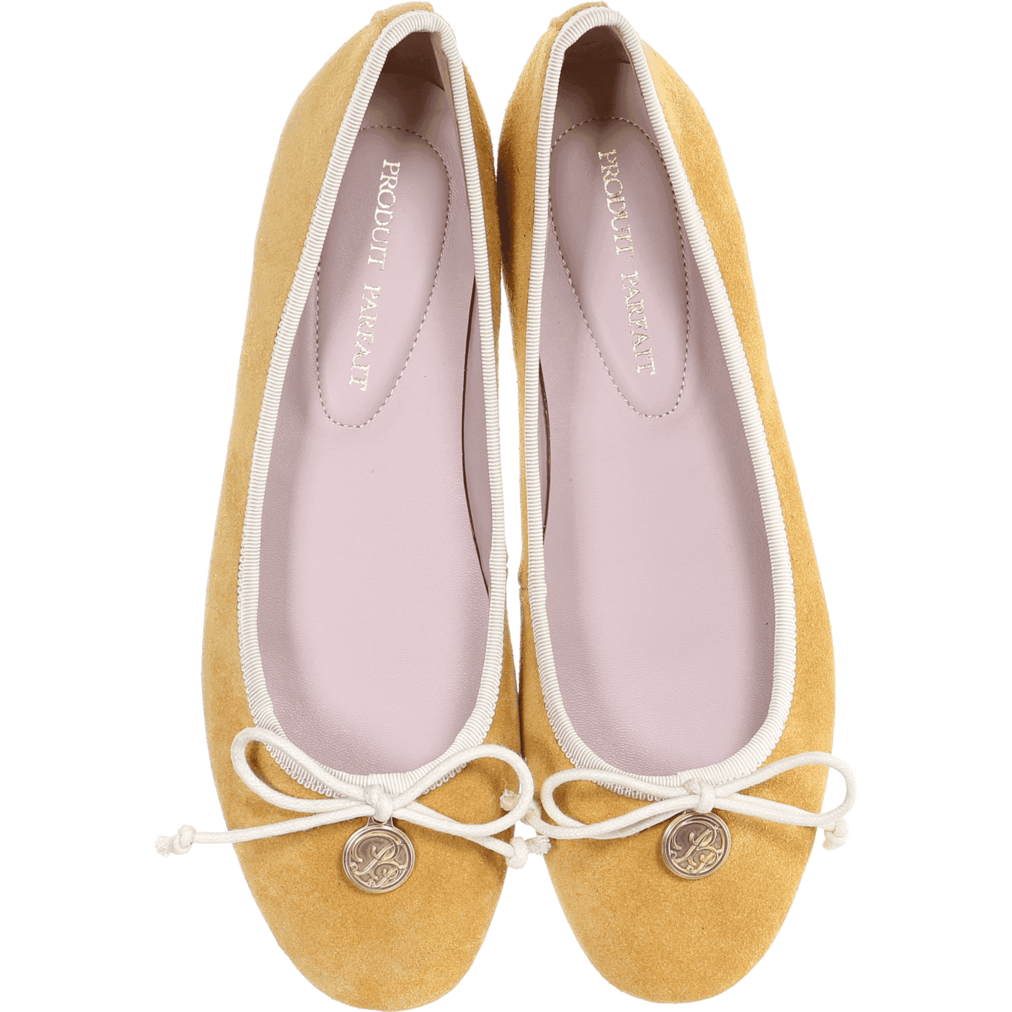 Bow Suede Ballerina in Mustard.