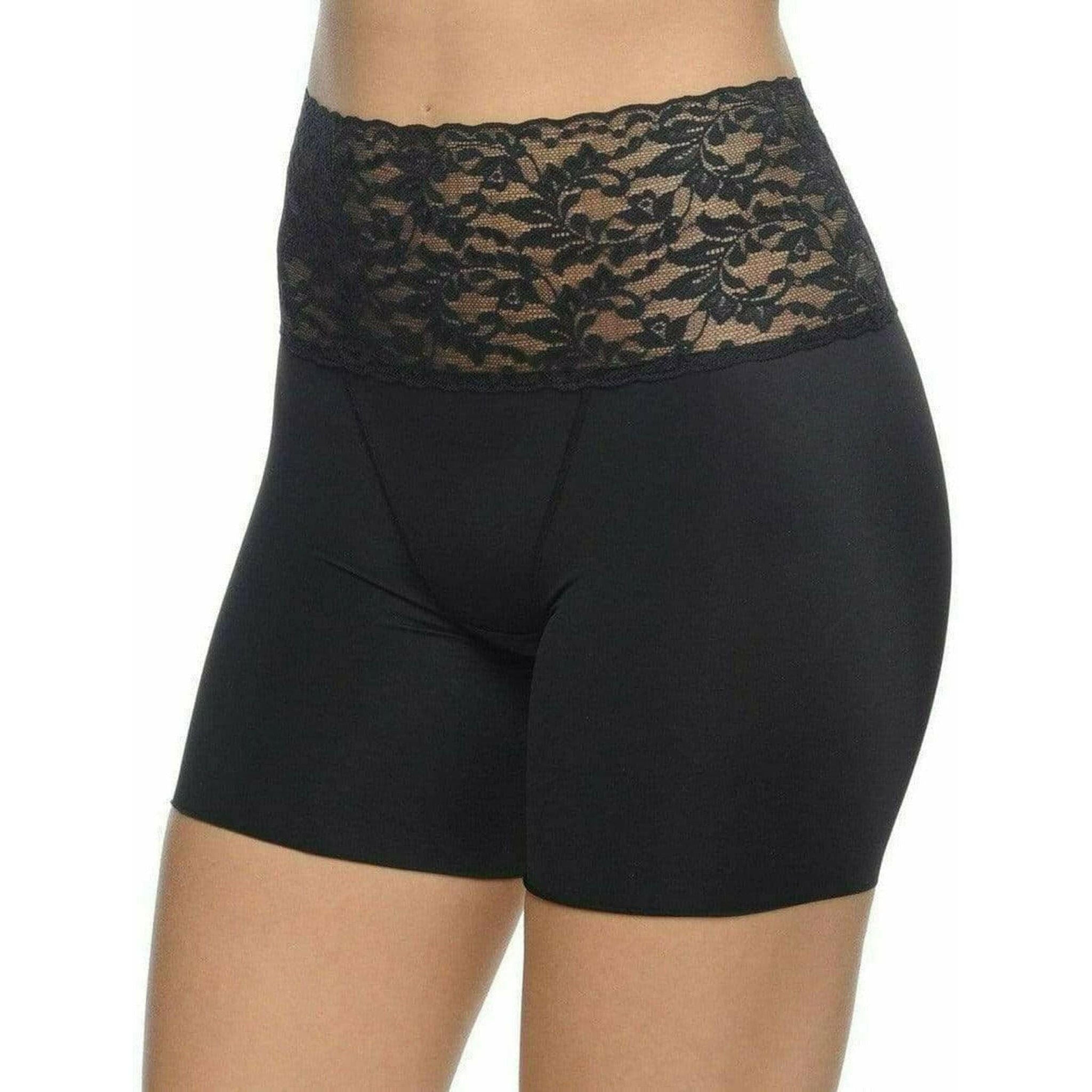 Boy Short Slimmer with Lace Waist Band in Black.