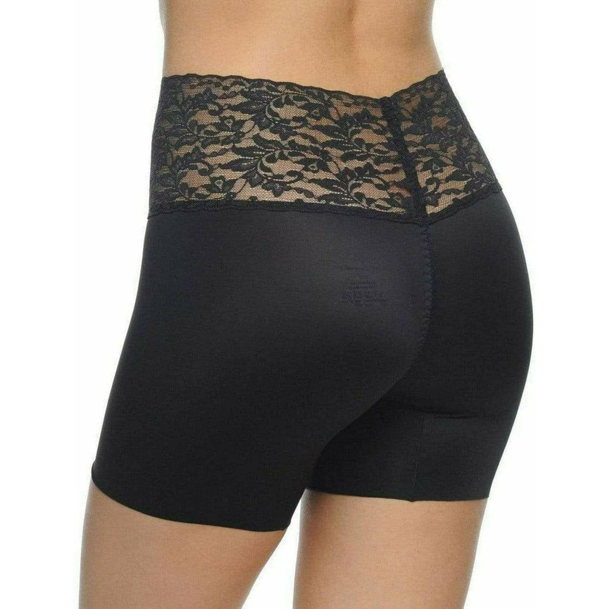 Boy Short Slimmer with Lace Waist Band in Black.