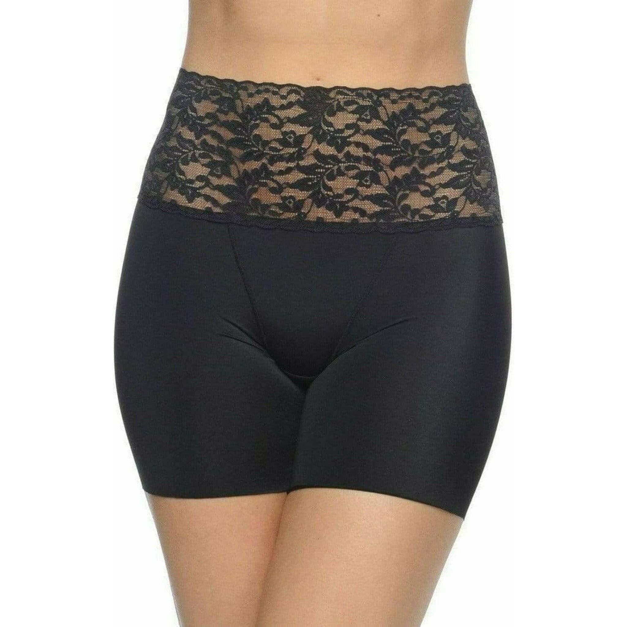 Boy Short Slimmer with Lace Waist Band in Black.