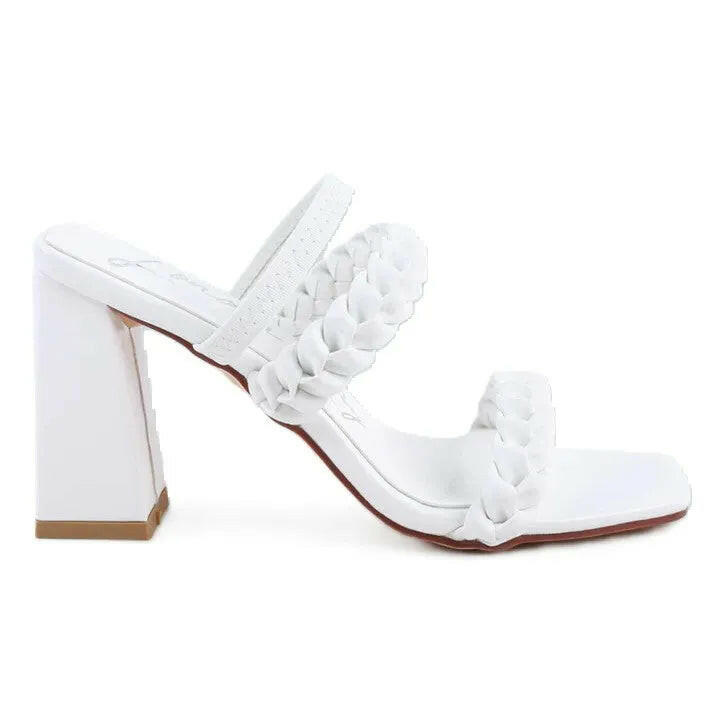 Arnie Dual Braided Strap Block Heel Sandals.