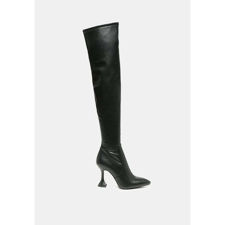 Brandy Faux Leather Over the Knee High Heeled Boots.