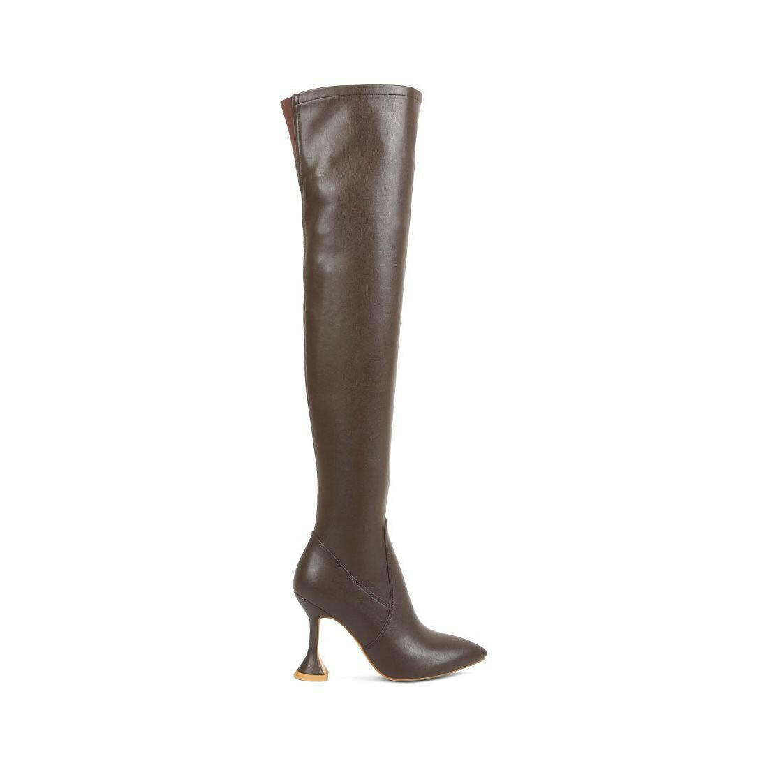 Brandy Faux Leather Over the Knee High Heeled Boots.