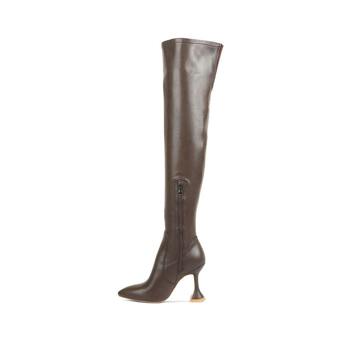 Brandy Faux Leather Over the Knee High Heeled Boots.