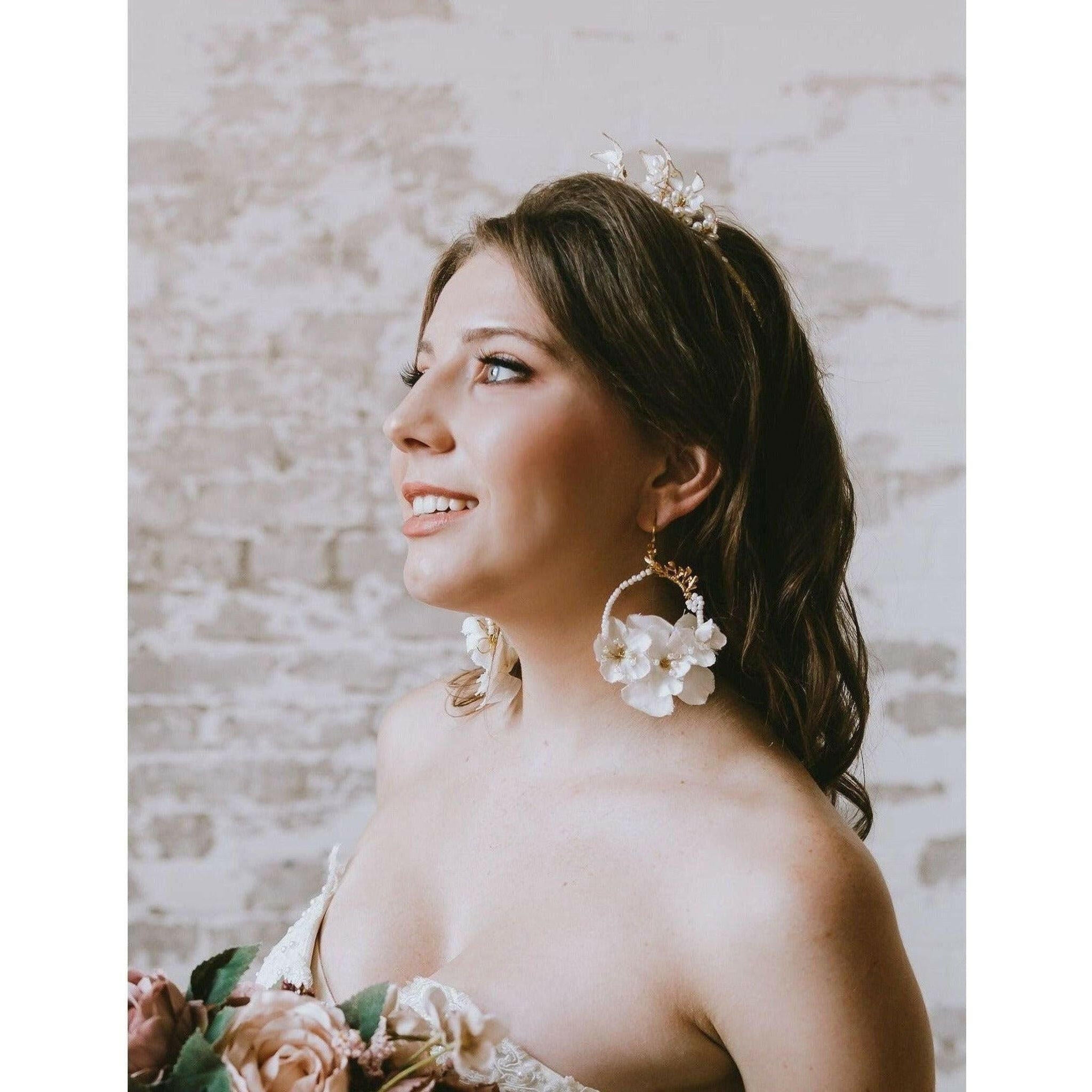 Bridal Floral Statement Earrings.