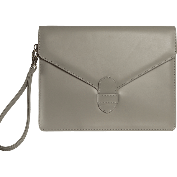 Buffed Leather Envelope Clutch Pumice