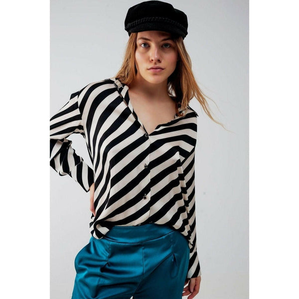 Button Through Oversized Shirt in Stripe