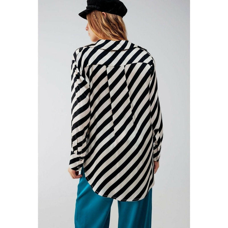 Button Through Oversized Shirt in Stripe